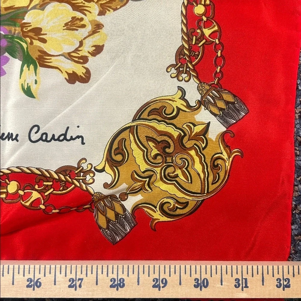 Luxurious Pierre Cardin Silk Floral Scarf Made in France Vintage